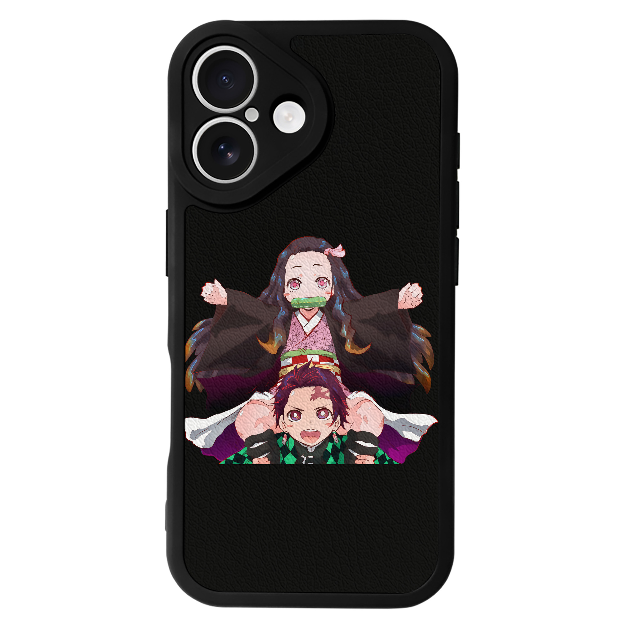 （画像用） 鬼滅の刃（きめつのやいば）竈門 禰󠄀豆子／かまど ねずこ Kamado Nezuko 【iPhone 16シリーズ対応】シリコンスマホケース（レザー調） 材質：シリコン